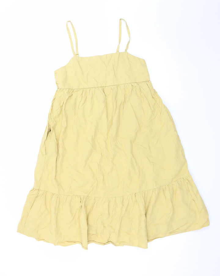 Uniqlo Women Yellow Cotton Sleeveless Slip Dress Size L