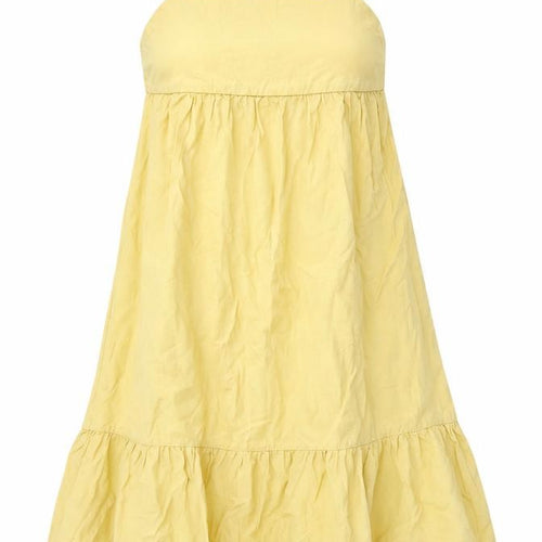 Uniqlo Women Yellow Cotton Sleeveless Slip Dress Size L