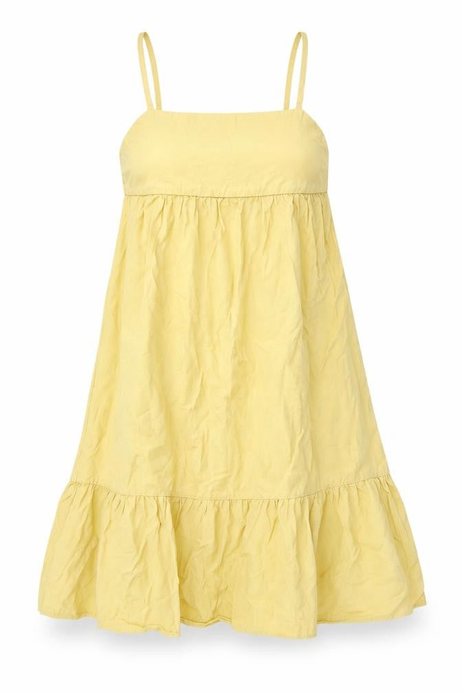 Uniqlo Women Yellow Cotton Sleeveless Slip Dress Size L