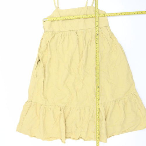 Uniqlo Women Yellow Cotton Sleeveless Slip Dress Size L