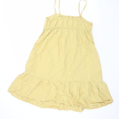Uniqlo Women Yellow Cotton Sleeveless Slip Dress Size L