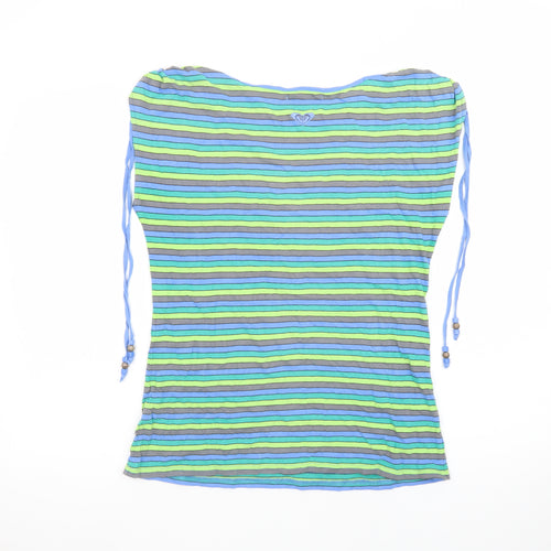 Roxy Women's Multicoloured Striped Boat Neck T-Shirt Size M