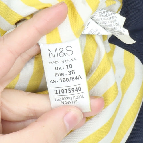 Marks and Spencer Women's Blue Hooded Waterproof Rain Coat Size 10