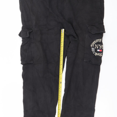 Tommy Jeans Men's Black Cargo Jogger Trousers Size L Cotton Blend