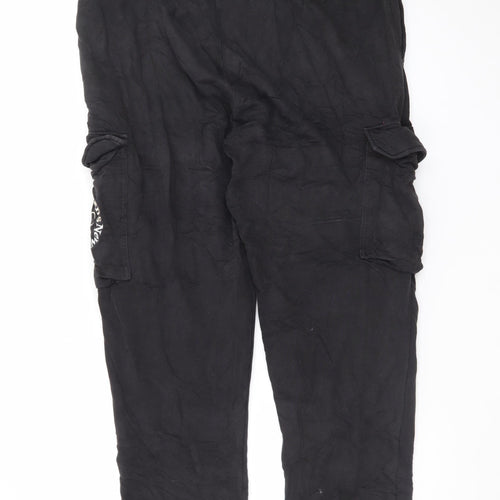 Tommy Jeans Men's Black Cargo Jogger Trousers Size L Cotton Blend