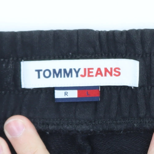 Tommy Jeans Men's Black Cargo Jogger Trousers Size L Cotton Blend