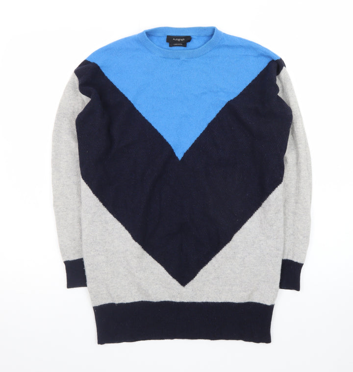 Marks and Spencer Men’s Blue Mix Cashmere Crew Neck Jumper Size S