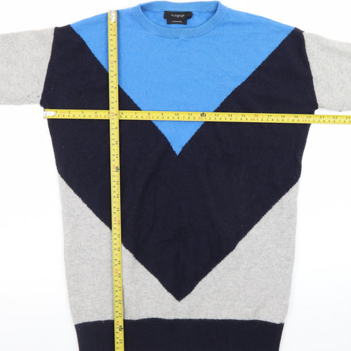 Marks and Spencer Men’s Blue Mix Cashmere Crew Neck Jumper Size S
