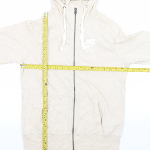 Nike Womens Beige Full Zip Hoodie Medium Organic Cotton Blend