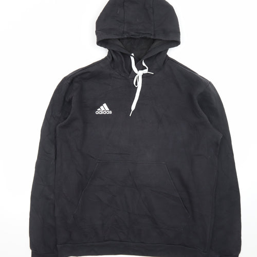 Adidas Mens Black Pullover Hoodie L Hooded Sweatshirt