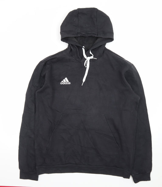 Adidas Mens Black Pullover Hoodie L Hooded Sweatshirt
