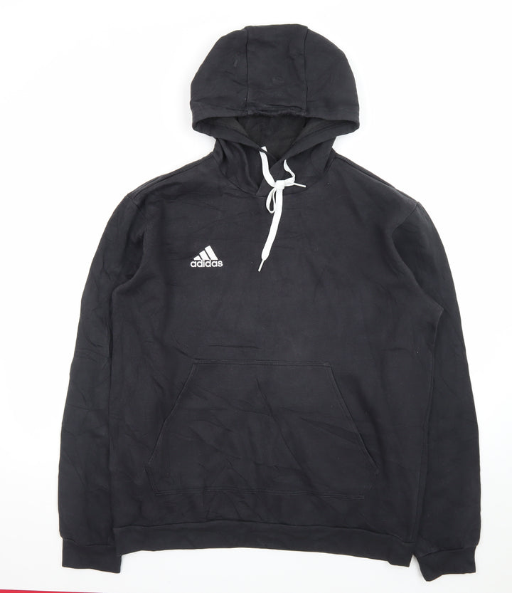 Adidas Mens Black Pullover Hoodie L Hooded Sweatshirt