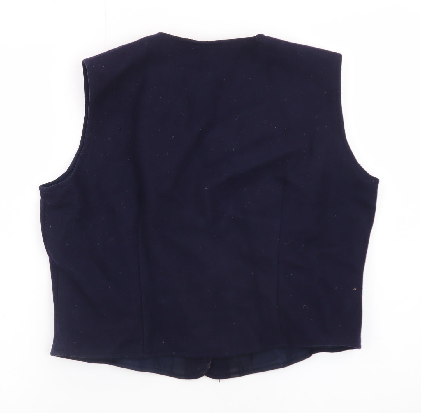 Monsoon Women Blue Embroidered Velvet Floral Vest Size 16