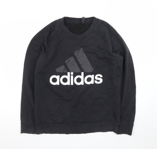 Front view of Adidas Women's Black Crew Neck Pullover Sweatshirt, size L, 16-18