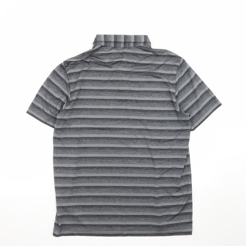 adidas Men's Grey Striped Performance Polo Shirt Size L