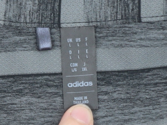 adidas Men's Grey Striped Performance Polo Shirt Size L