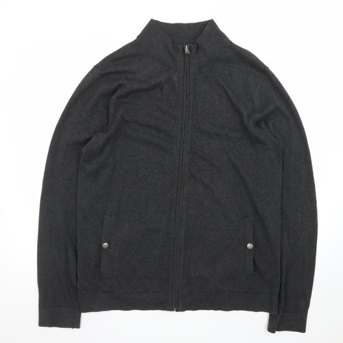 Banana Republic Men's Grey Full Zip Cotton Jumper Size M