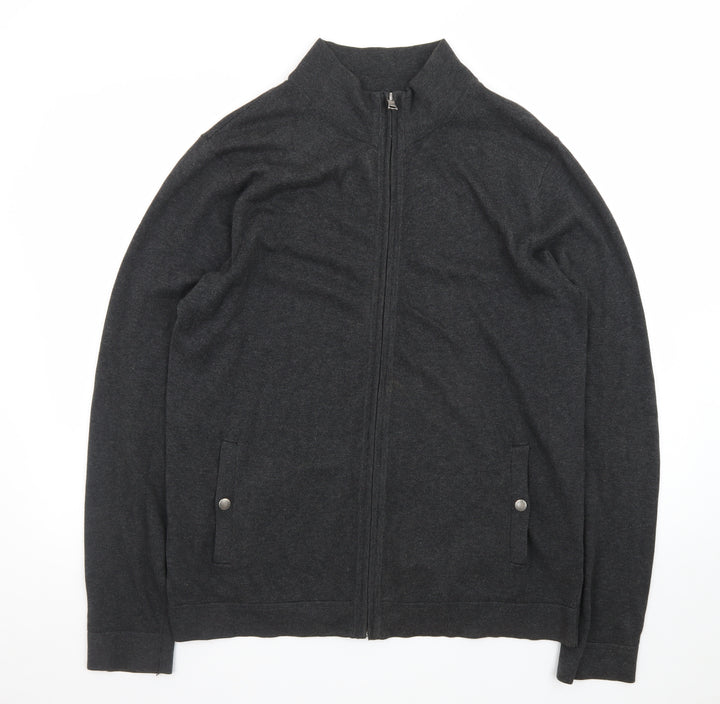 Banana Republic Men's Grey Full Zip Cotton Jumper Size M