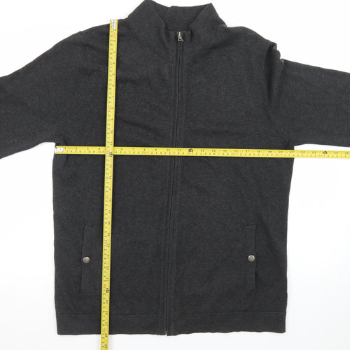 Banana Republic Men's Grey Full Zip Cotton Jumper Size M