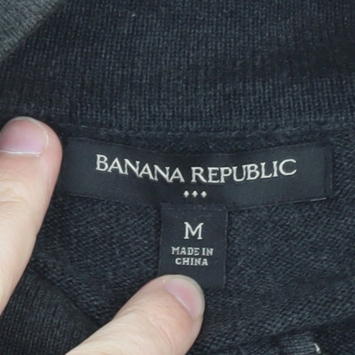 Banana Republic Men's Grey Full Zip Cotton Jumper Size M