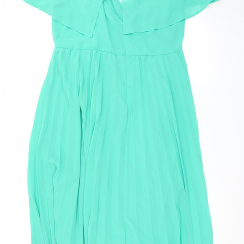 ASOS DESIGN Women Green Size 22 Fit & Flare Midi Dress