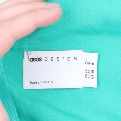 ASOS DESIGN Women Green Size 22 Fit & Flare Midi Dress