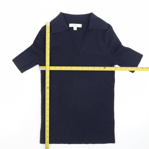 Marks and Spencer Men's Blue Short Sleeve Cotton Polo Shirt Size S