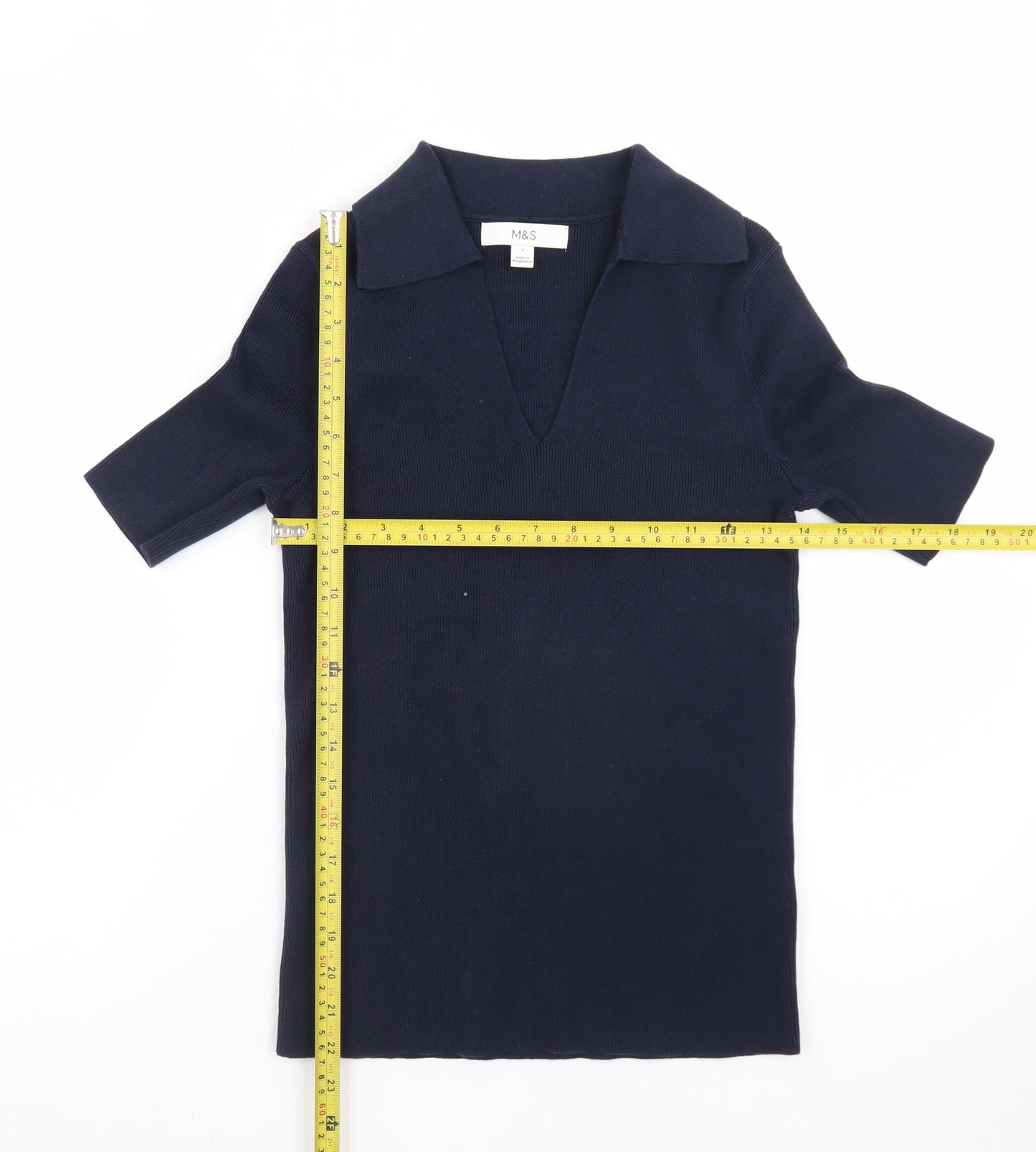 Marks and Spencer Men's Blue Short Sleeve Cotton Polo Shirt Size S