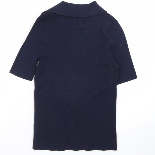 Marks and Spencer Men's Blue Short Sleeve Cotton Polo Shirt Size S