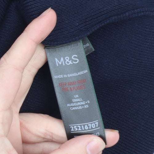 Marks and Spencer Men's Blue Short Sleeve Cotton Polo Shirt Size S