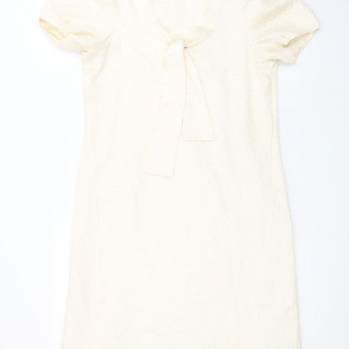 Laundry Industry Women’s Ivory Bow Shift Dress Size S Short Sleeve