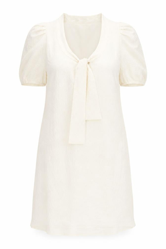 Laundry Industry Women’s Ivory Bow Shift Dress Size S Short Sleeve