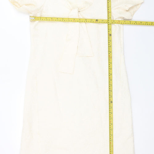 Laundry Industry Women’s Ivory Bow Shift Dress Size S Short Sleeve