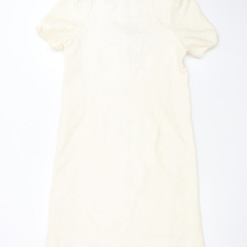 Laundry Industry Women’s Ivory Bow Shift Dress Size S Short Sleeve