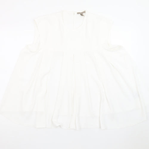 River Island Women's White Sleeveless Tunic Blouse Size 14
