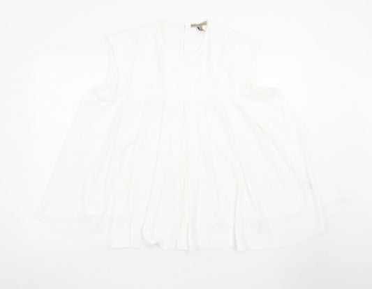River Island Women's White Sleeveless Tunic Blouse Size 14