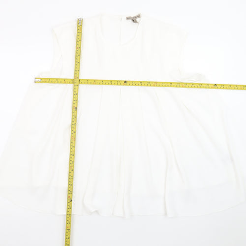 River Island Women's White Sleeveless Tunic Blouse Size 14