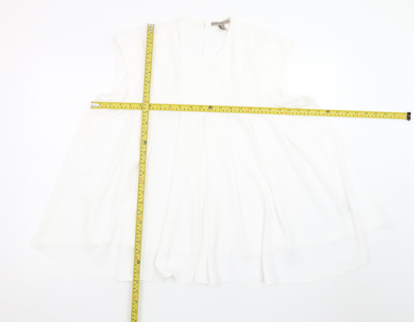 River Island Women's White Sleeveless Tunic Blouse Size 14