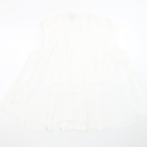 River Island Women's White Sleeveless Tunic Blouse Size 14