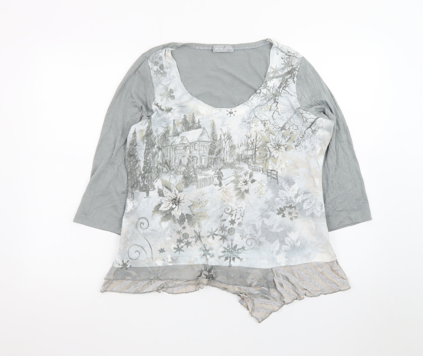 Marks and Spencer Per Una Women’s Grey Floral Tunic Blouse Size 16