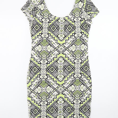 New Look Womens Multicoloured Size 12 Geometric Bodycon Dress