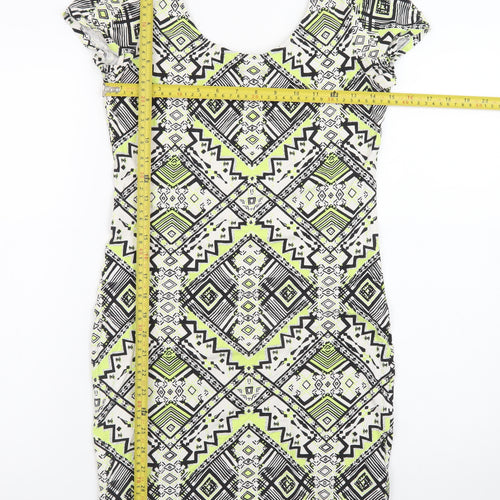 New Look Womens Multicoloured Size 12 Geometric Bodycon Dress