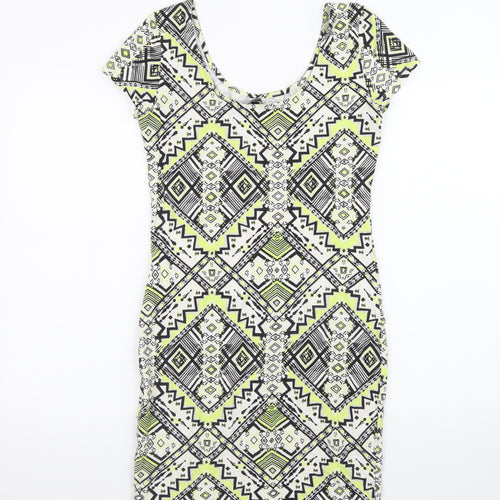 New Look Womens Multicoloured Size 12 Geometric Bodycon Dress