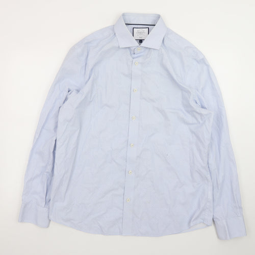Charles Tyrwhitt Men's Blue Slim Fit Non-Iron Cotton Dress Shirt XL