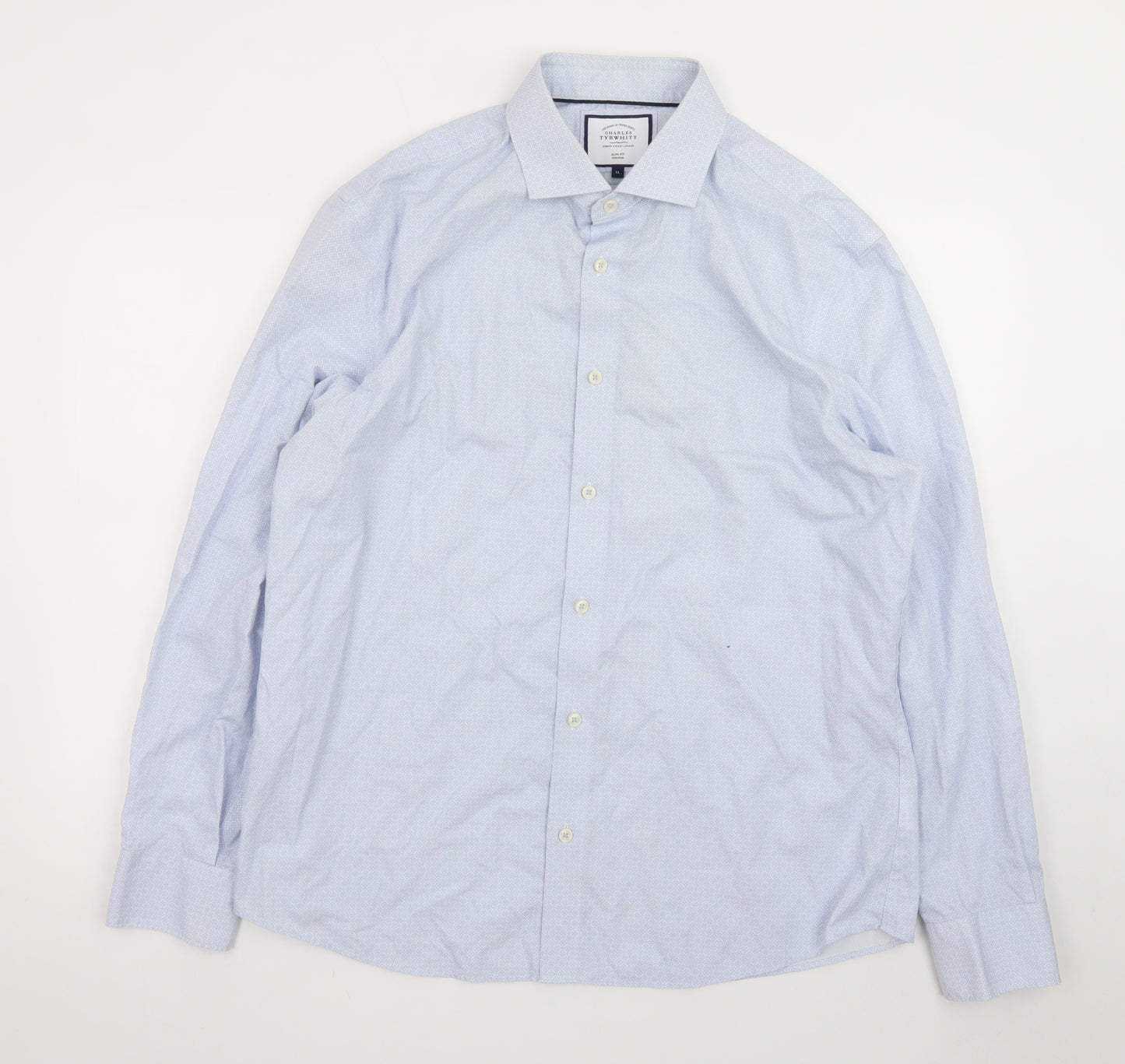 Charles Tyrwhitt Men's Blue Slim Fit Non-Iron Cotton Dress Shirt XL