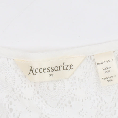 Accessorize Women’s White Lace Shift Dress XS Short Sleeve Summer