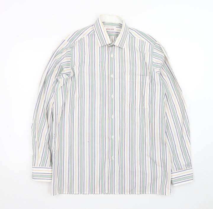 Peter England Men's Multicoloured Striped 15in Regular Fit Cotton Blend Long Sleeve Shirt