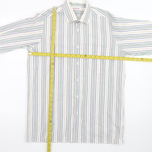Peter England Men's Multicoloured Striped 15in Regular Fit Cotton Blend Long Sleeve Shirt