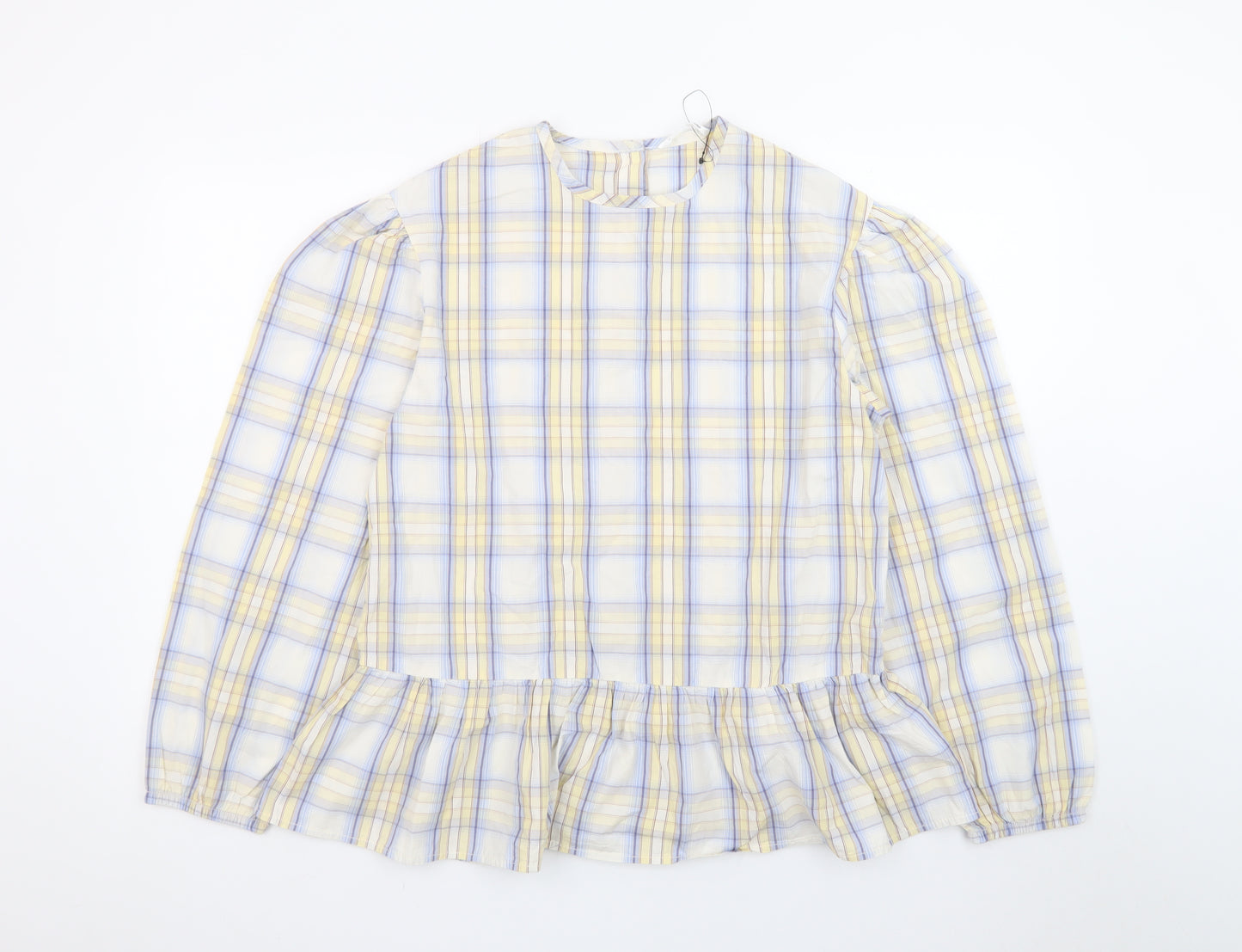 Marks and Spencer Teens Multicoloured Cotton Check Ruffle Blouse Size 16