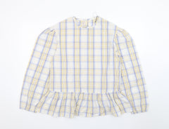 Marks and Spencer Teens Multicoloured Cotton Check Ruffle Blouse Size 16